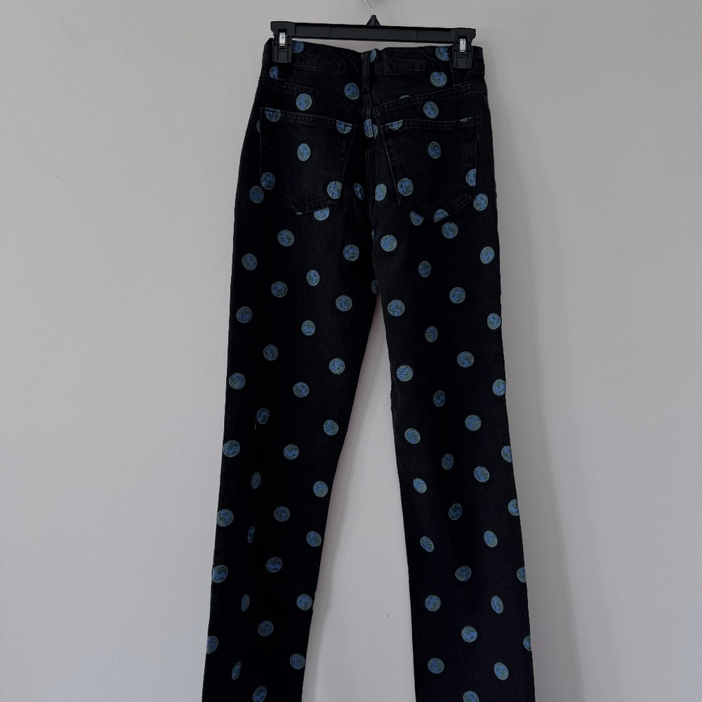 REFORMATION Earth Embroidered High Waist Straight Leg Jeans